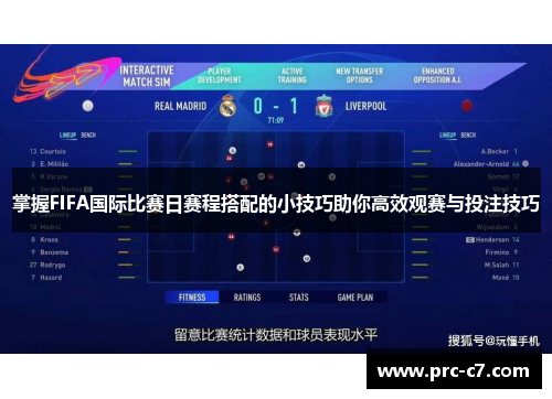 掌握FIFA国际比赛日赛程搭配的小技巧助你高效观赛与投注技巧 掌握FIFA国际比赛日赛程搭配的小技巧助你高效观赛与投注技巧